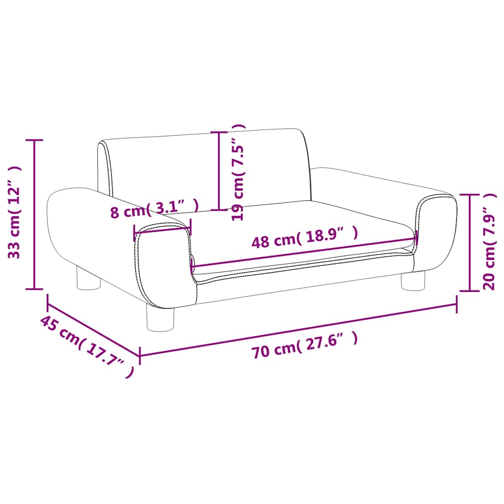 vidaXL Sofa dla dzieci, czarna, 70x45x33 cm, aksamit