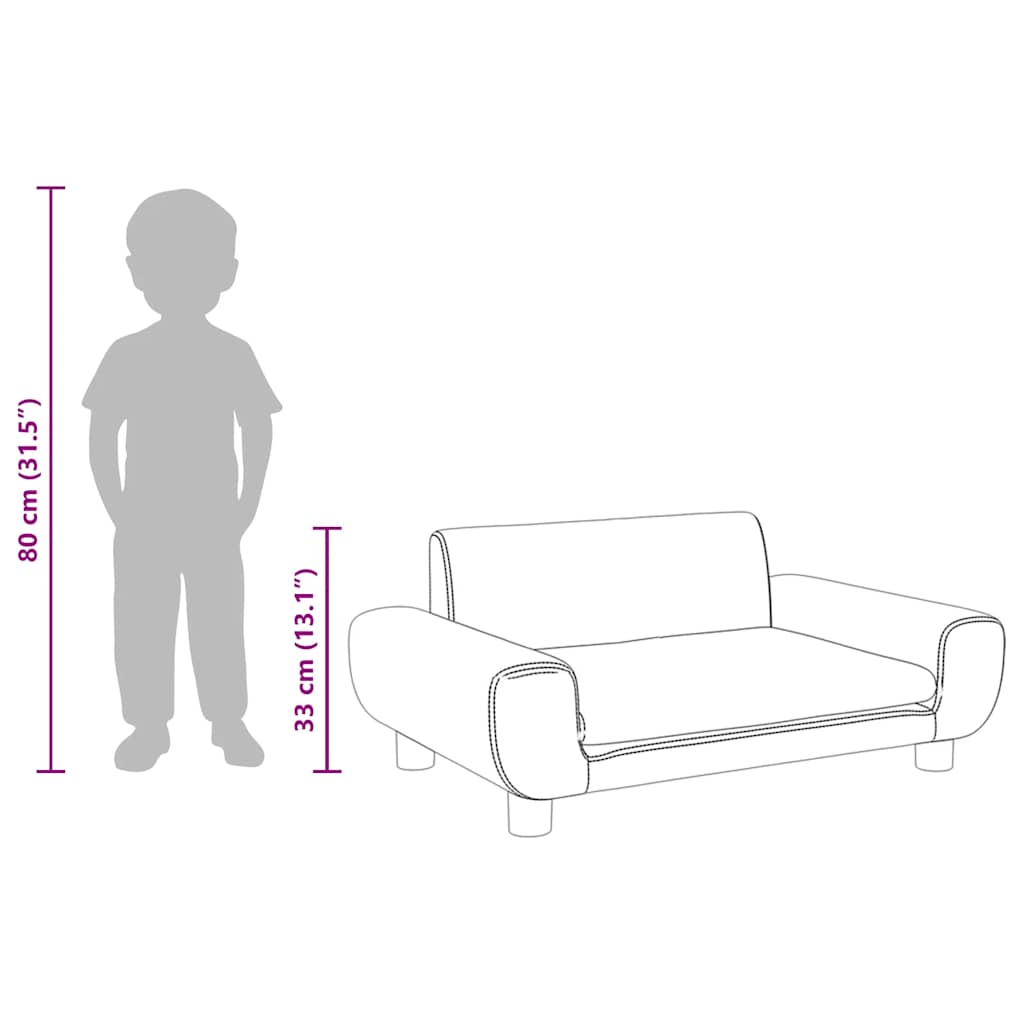vidaXL Sofa dla dzieci, czarna, 70x45x33 cm, aksamit