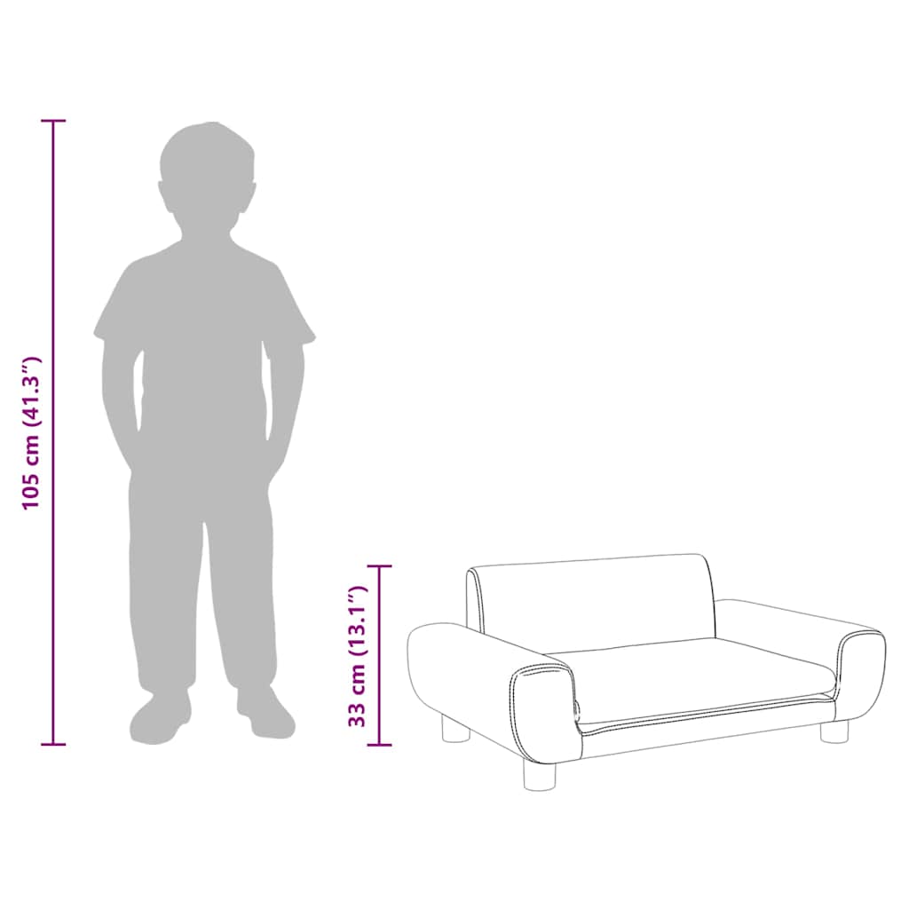 vidaXL Sofa dla dzieci, czarna, 70x45x33 cm, aksamit