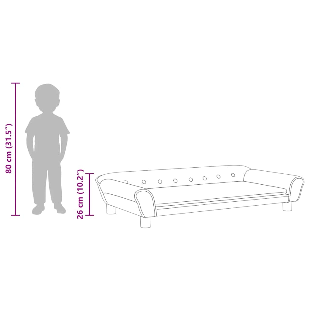 vidaXL Sofa dla dzieci, jasnoszara, 100x50x26 cm, aksamit