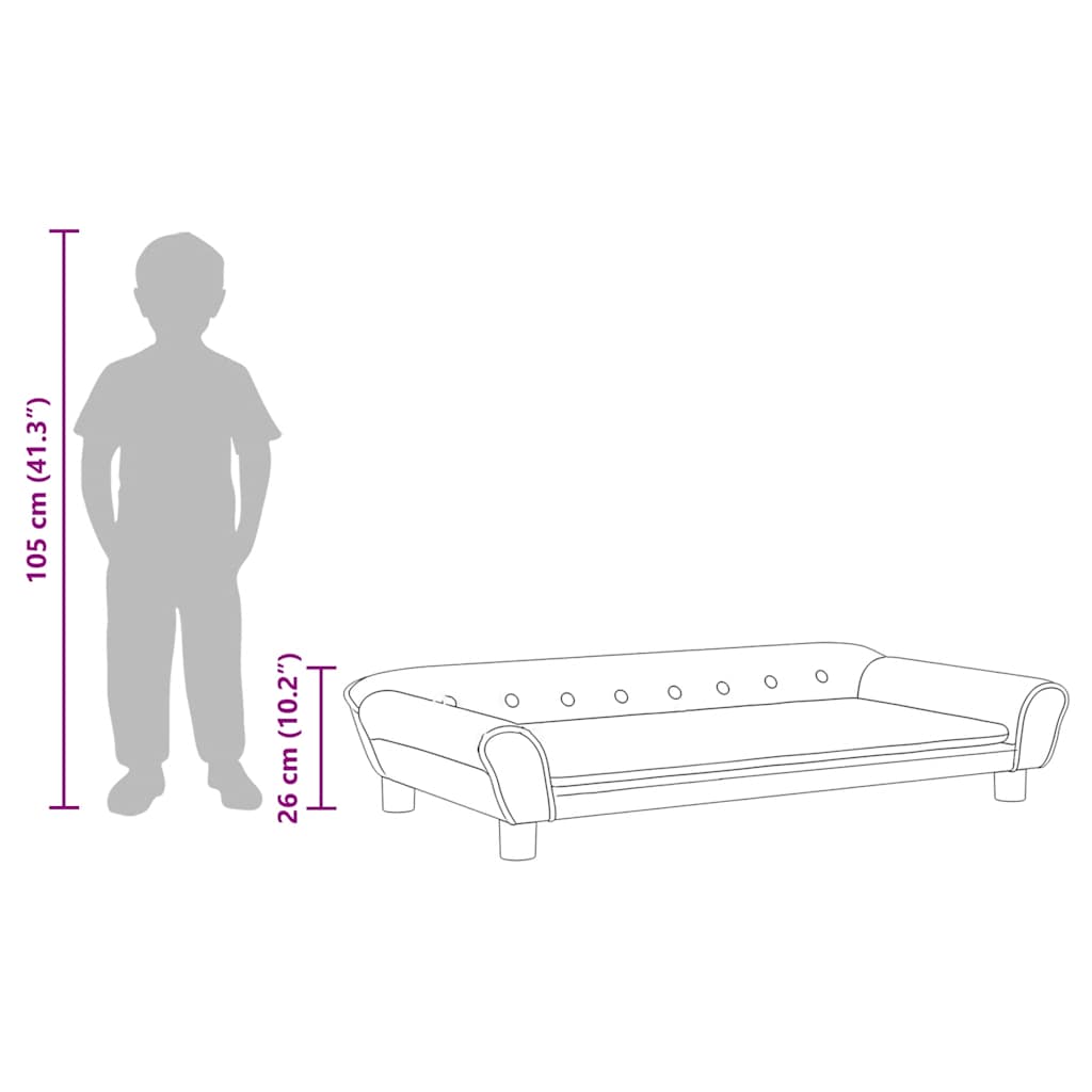 vidaXL Sofa dla dzieci, jasnoszara, 100x50x26 cm, aksamit