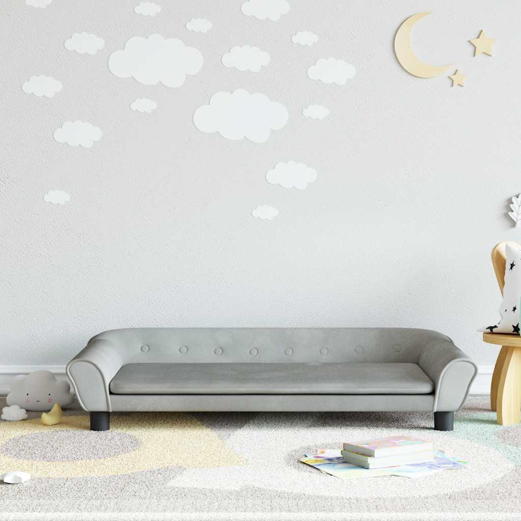 vidaXL Sofa dla dzieci, jasnoszara, 100x50x26 cm, aksamit