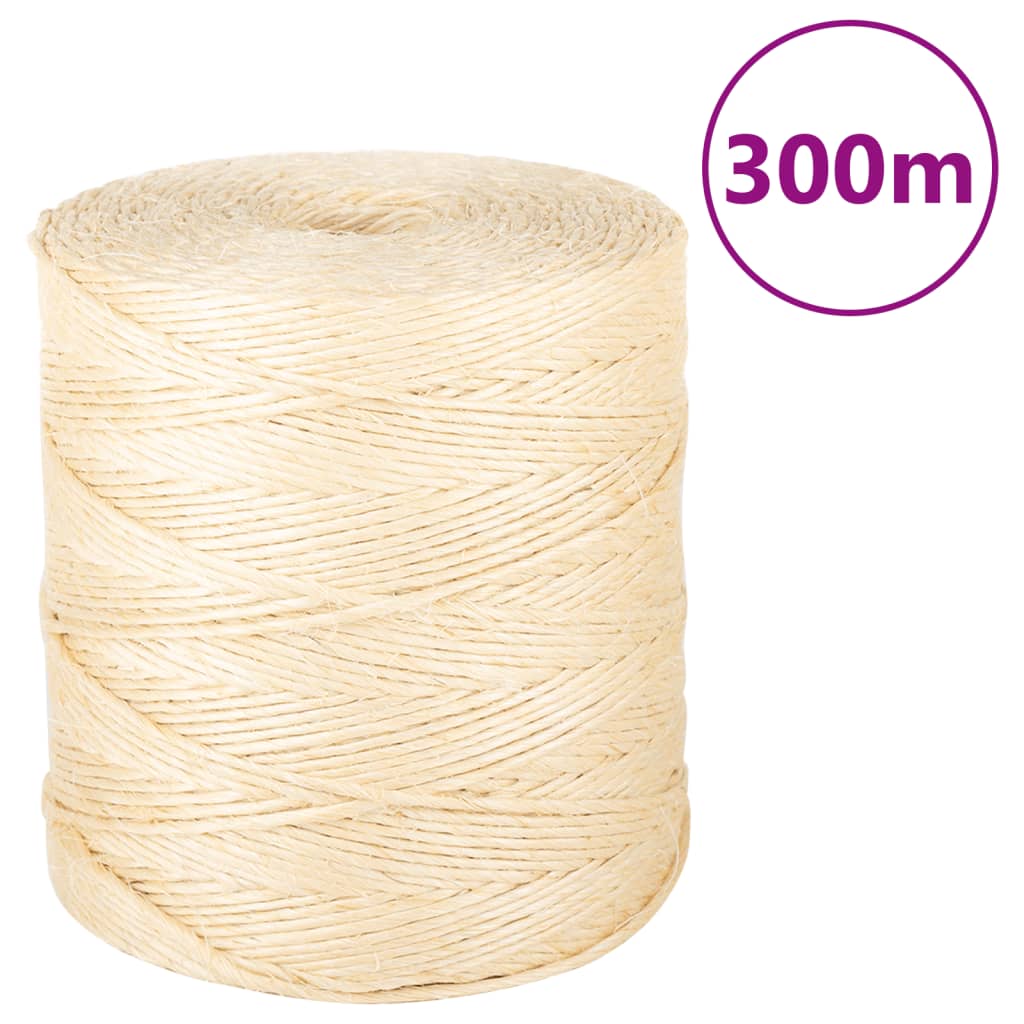vidaXL Sznur, sizal 100%, 2 mm, 300 m
