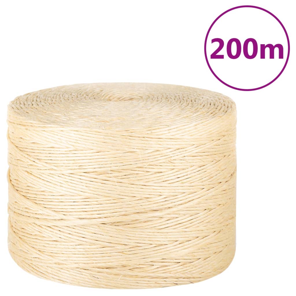 vidaXL Sznur, sizal 100%, 3 mm, 200 m