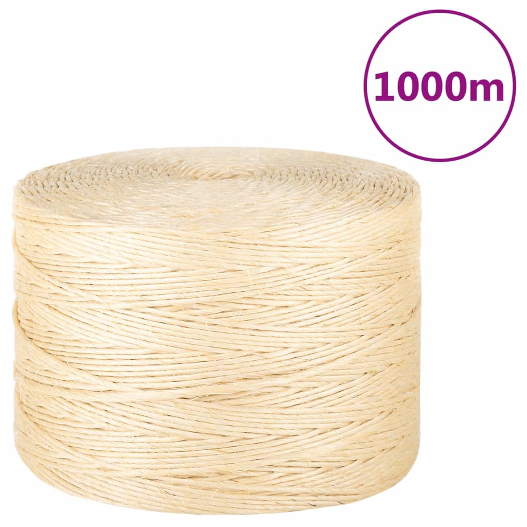 vidaXL Sznur, sizal 100%, 3 mm, 1000 m