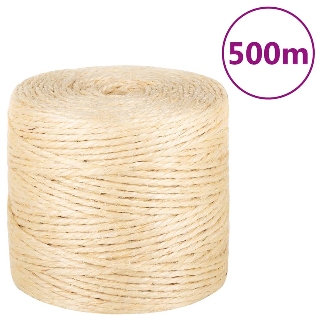 vidaXL Sznur, sizal 100%, 4 mm, 500 m