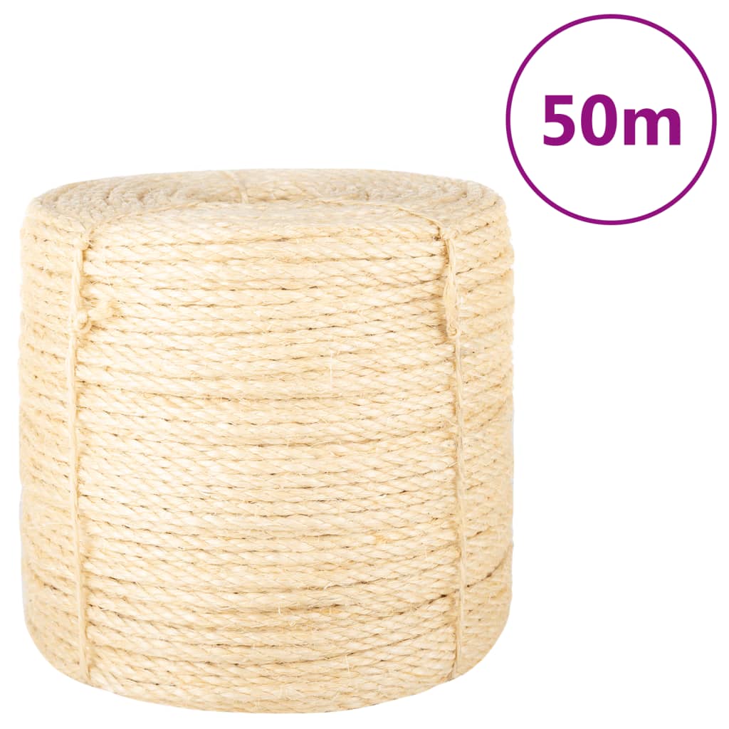 vidaXL Sznur, sizal 100%, 6 mm, 50 m