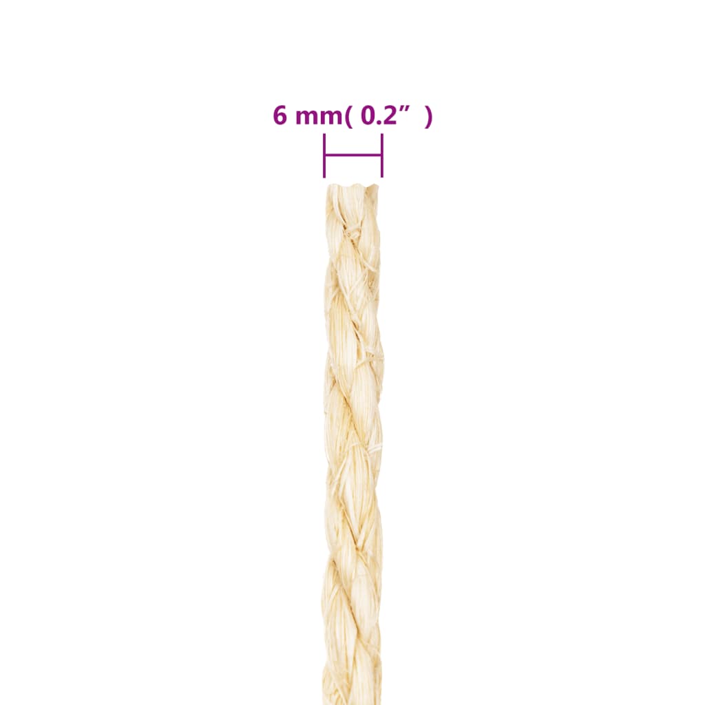 vidaXL Sznur, sizal 100%, 6 mm, 50 m