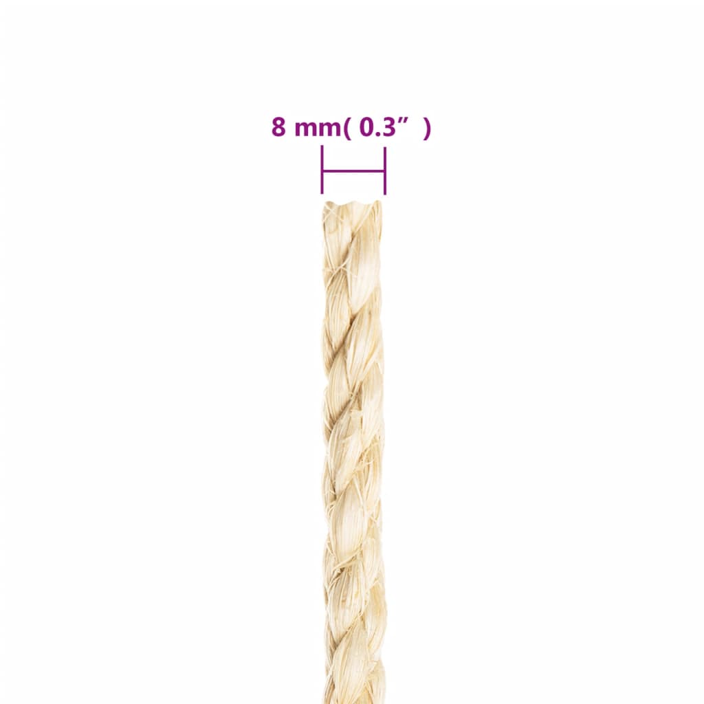 vidaXL Sznur, sizal 100%, 8 mm, 50 m