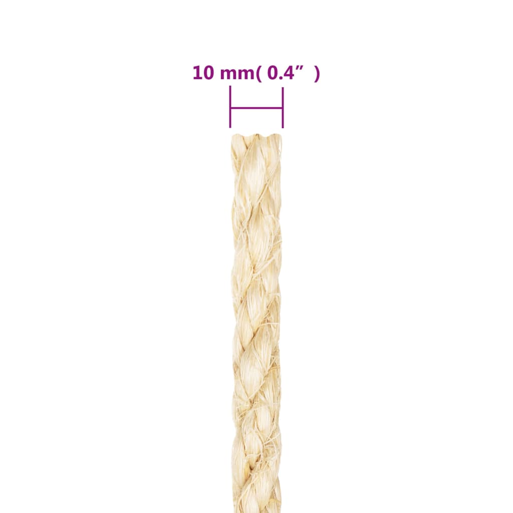 vidaXL Sznur, sizal 100%, 10 mm, 25 m