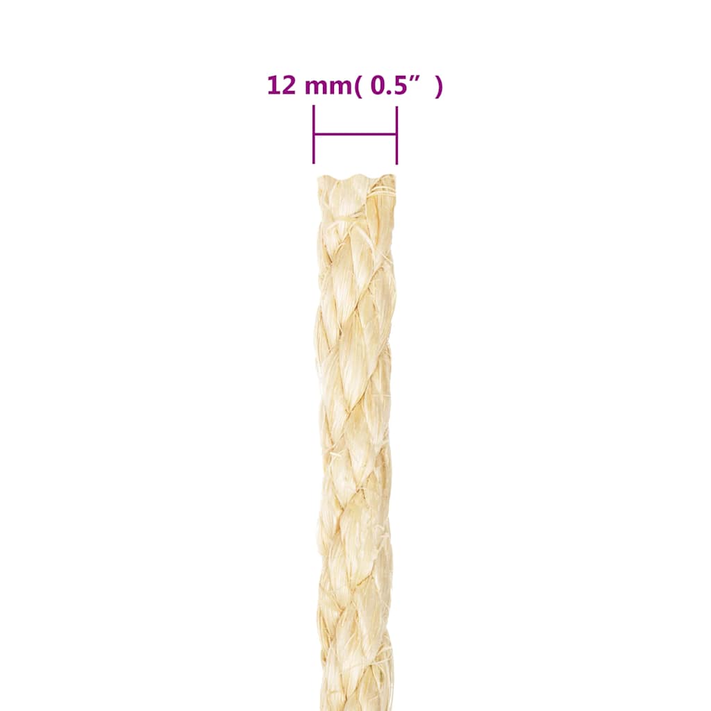 vidaXL Sznur, sizal 100%, 12 mm, 25 m