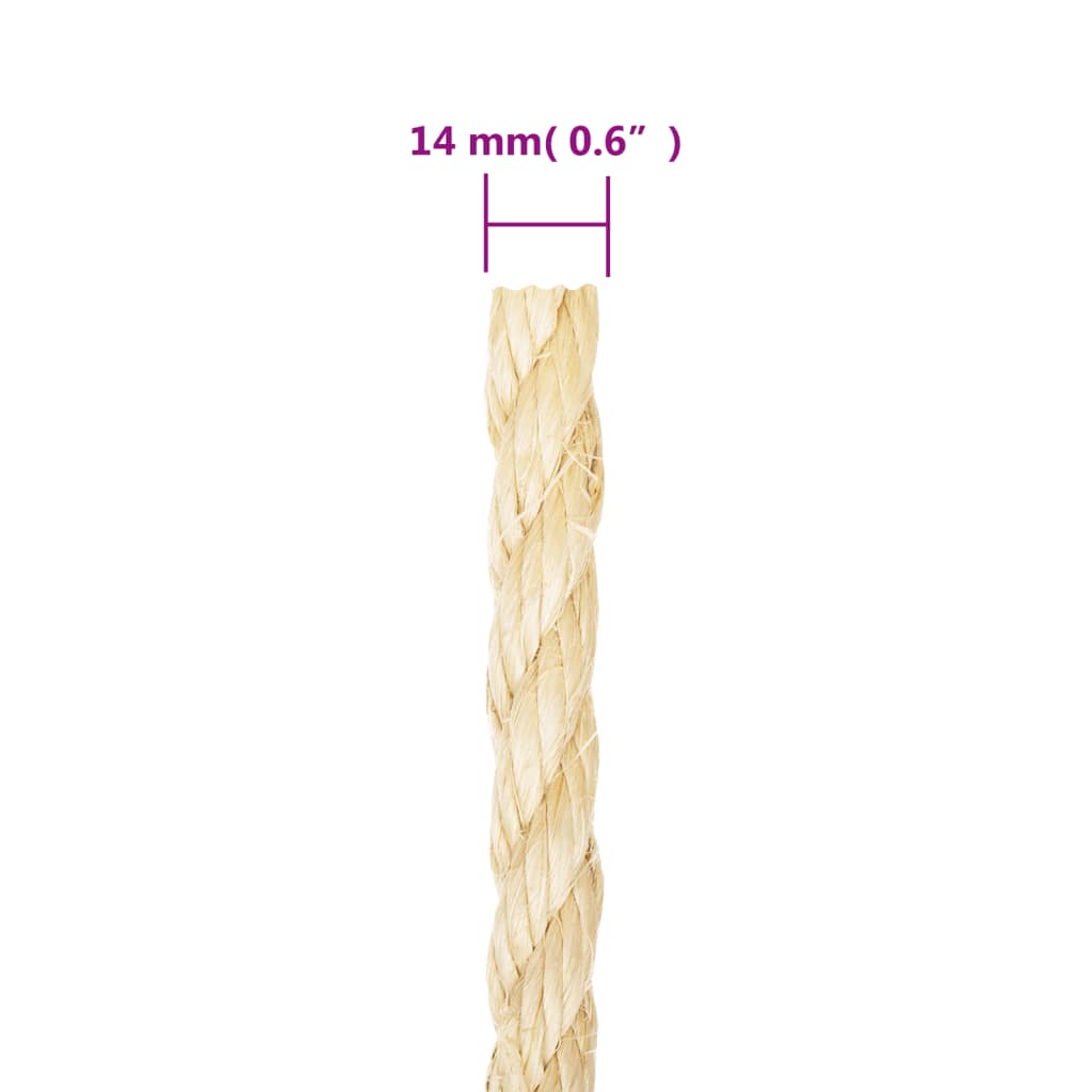 vidaXL Sznur, sizal 100%, 14 mm, 25 m