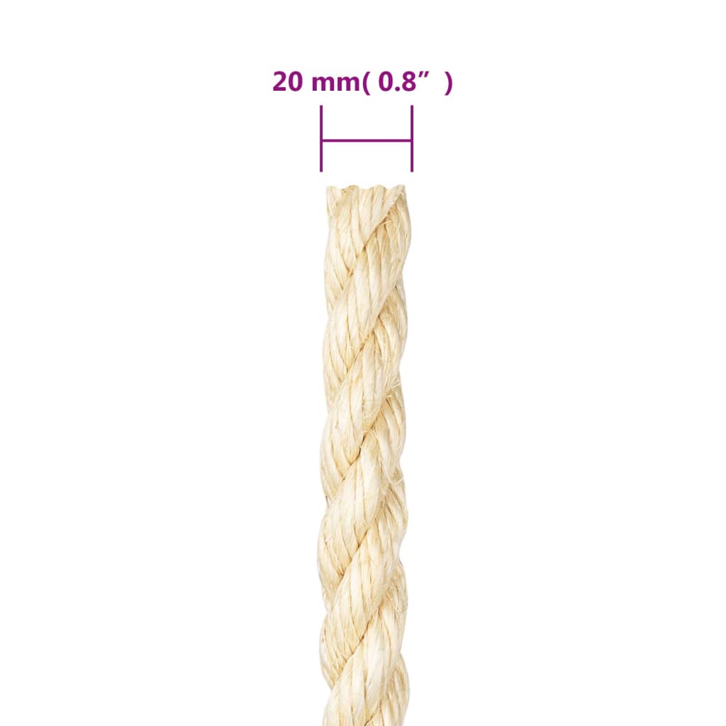 vidaXL Sznur, sizal 100%, 20 mm, 25 m