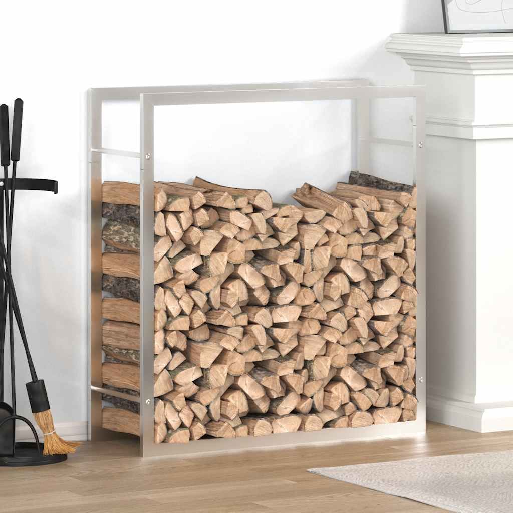 vidaXL Stojak na drewno opałowe, 80x28x86 cm, stal nierdzewna