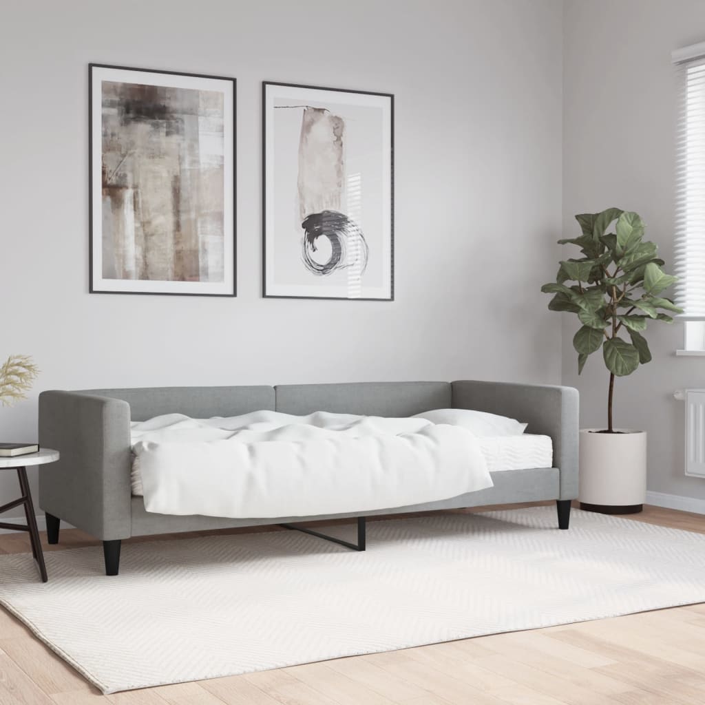 vidaXL Sofa z materacem do spania, jasnoszara, 80x200 cm, tkanina