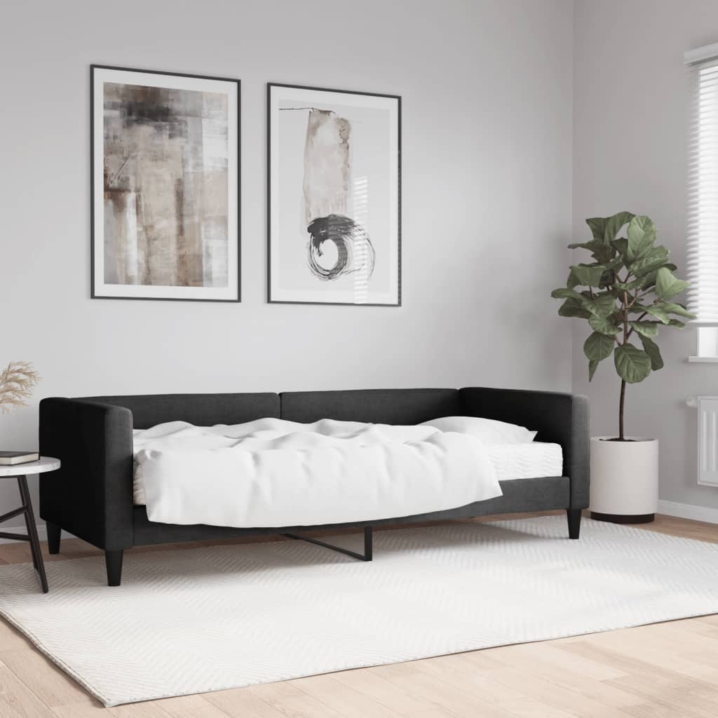 vidaXL Sofa z materacem do spania, czarna, 80x200 cm, tkanina
