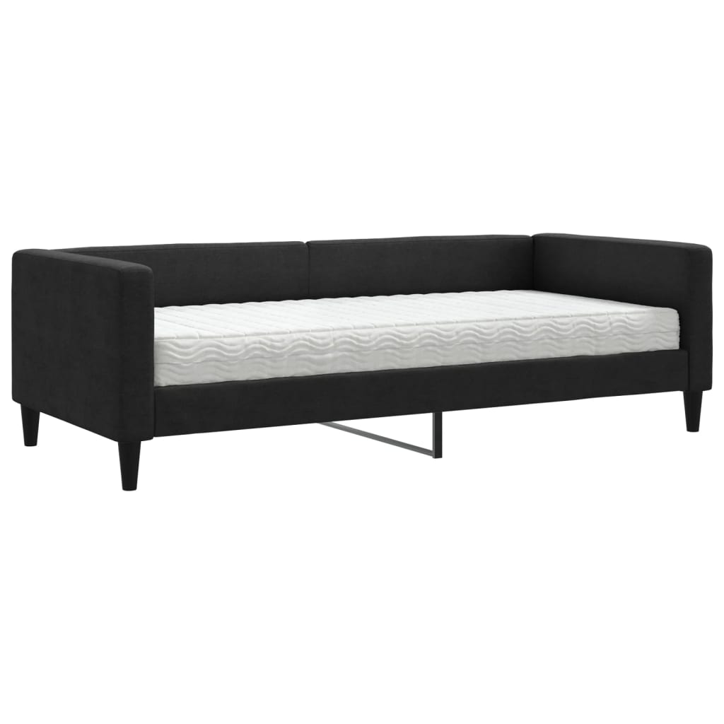 vidaXL Sofa z materacem do spania, czarna, 90x200 cm, tkanina