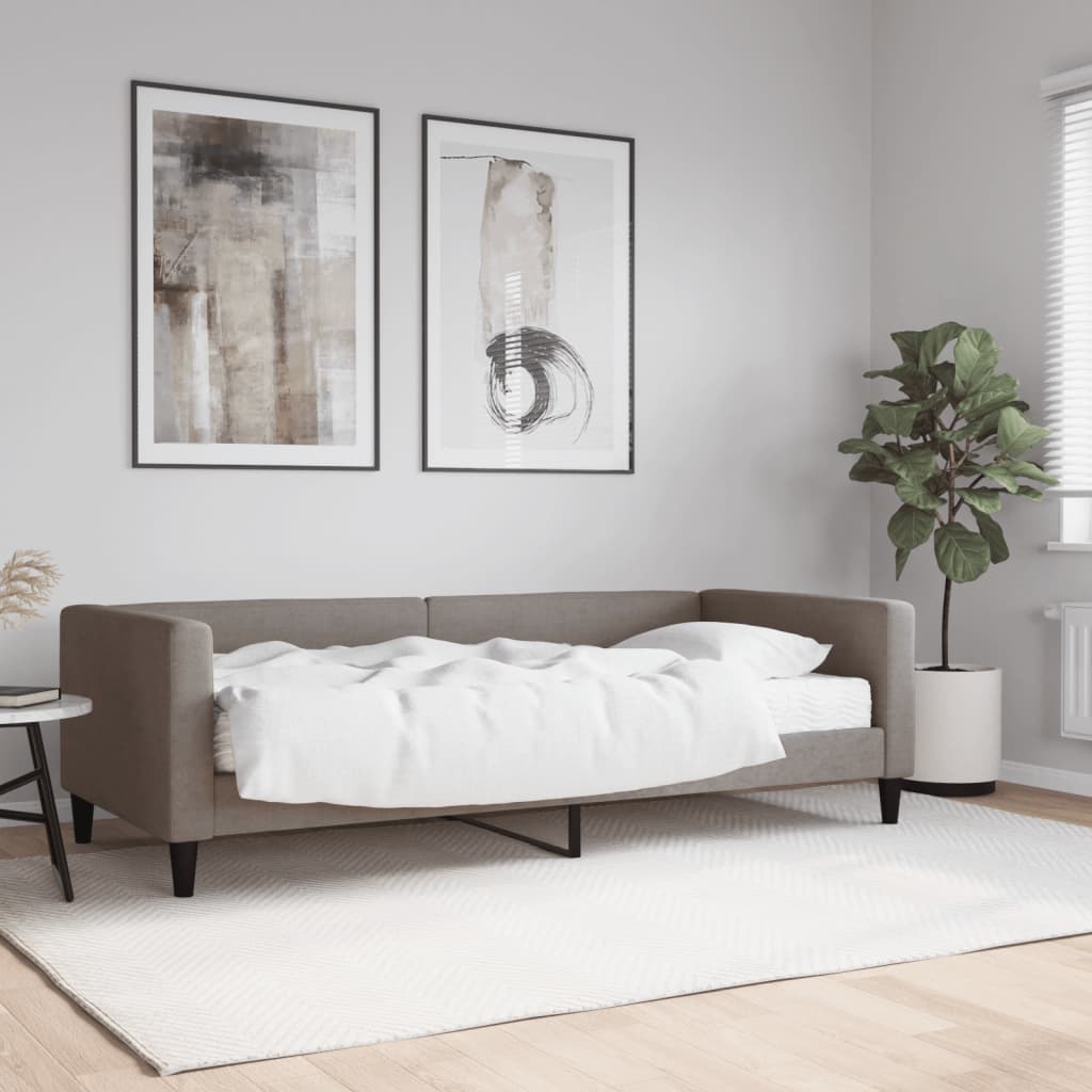 vidaXL Sofa z materacem do spania, kolor taupe, 90x200 cm, tkanina