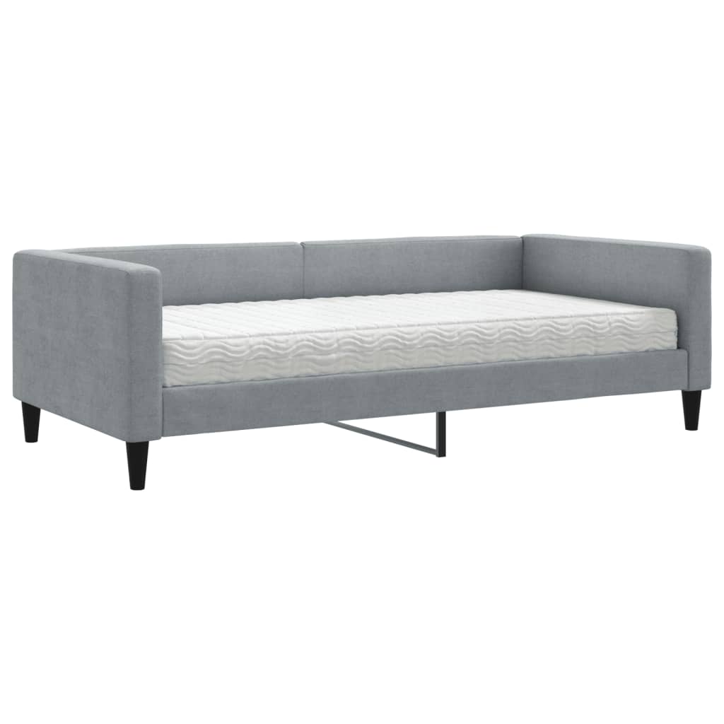vidaXL Sofa z materacem do spania, jasnoszara, 100x200 cm, tkanina