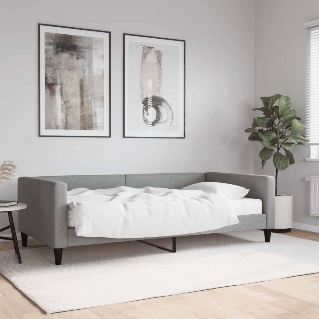 vidaXL Sofa z materacem do spania, jasnoszara, 100x200 cm, tkanina