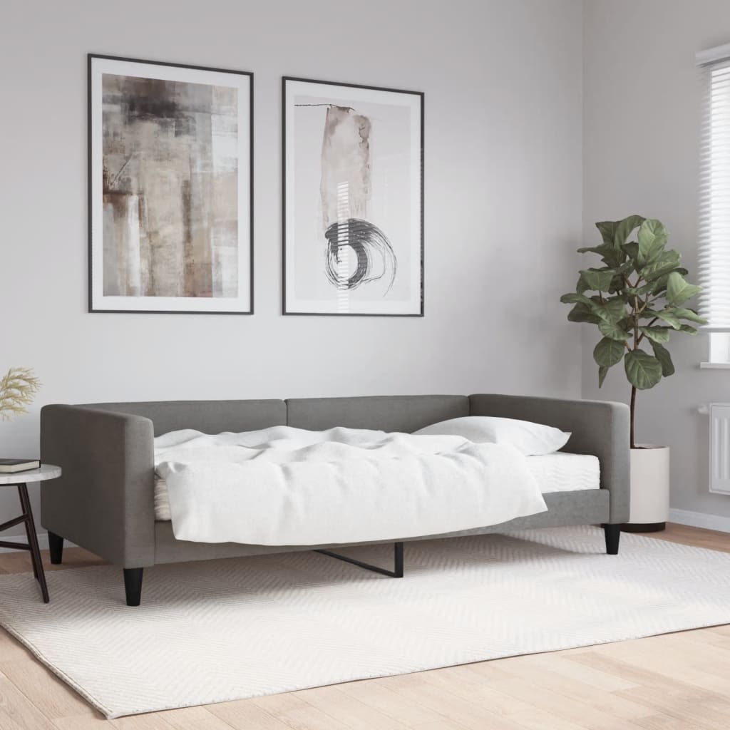 vidaXL Sofa z materacem do spania, ciemnoszara, 100x200 cm, tkanina