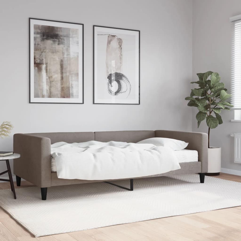 vidaXL Sofa z materacem do spania, kolor taupe, 100x200 cm, tkanina