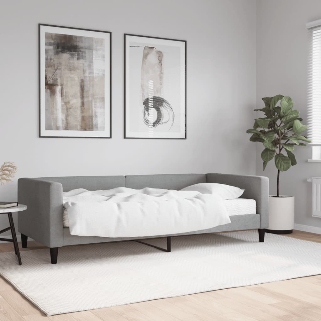 vidaXL Sofa z materacem, jasnoszara, 90x190 cm, tkanina