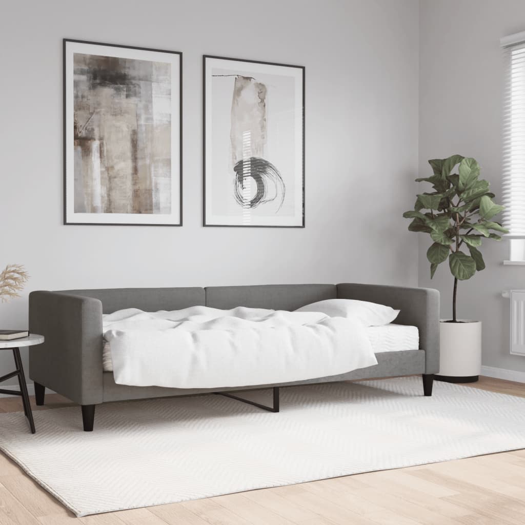 vidaXL Sofa z materacem, ciemnoszara, 90x190 cm, tkanina