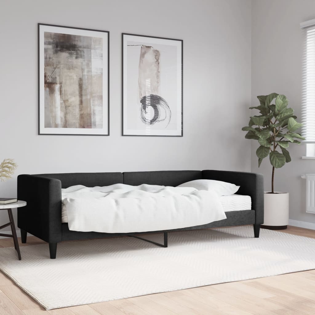 vidaXL Sofa z materacem, czarna, 90x190 cm, tkanina