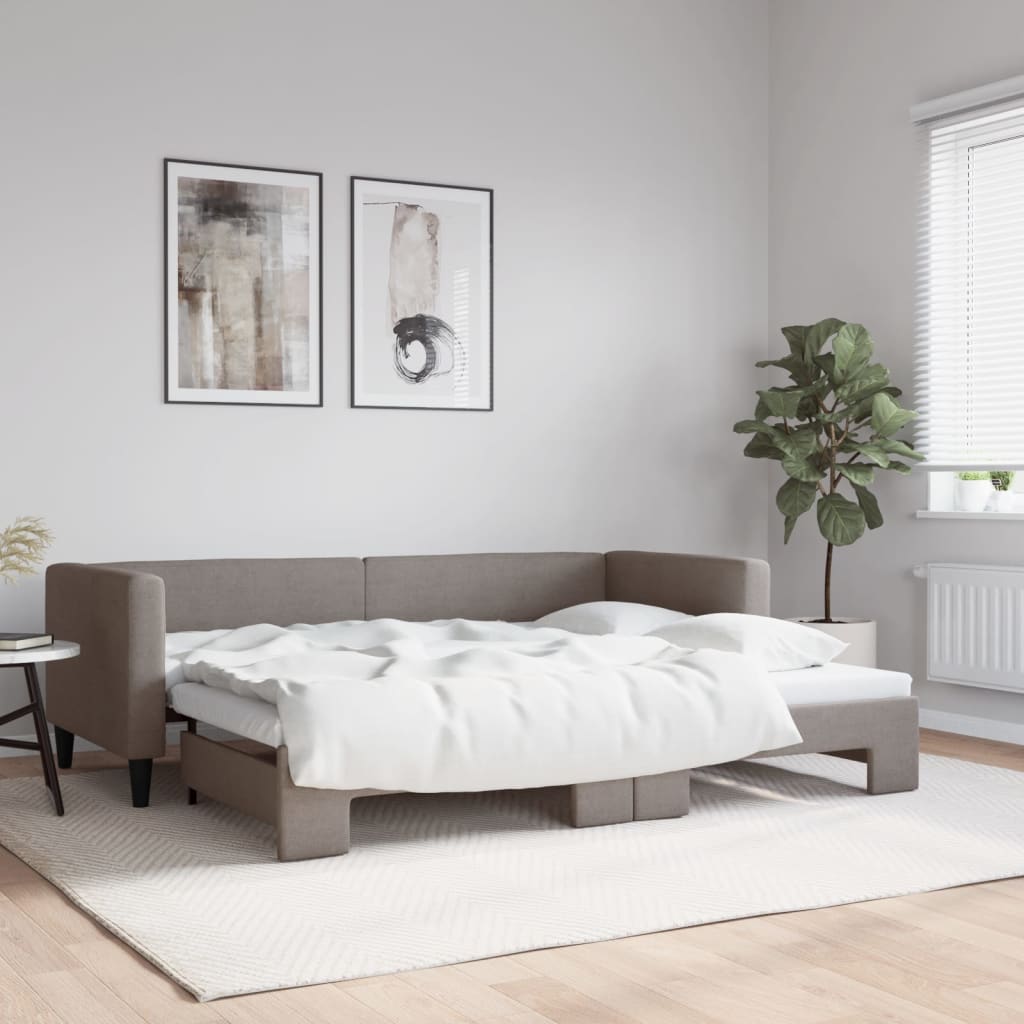 vidaXL Leżanka rozsuwana, kolor taupe, 80x200 cm, tkanina