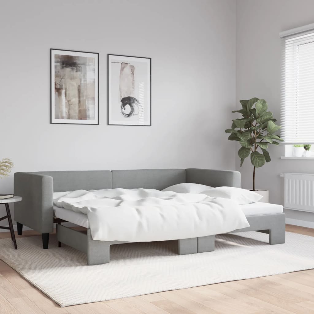 vidaXL Sofa rozsuwana, jasnoszara, 90x200 cm, tkanina