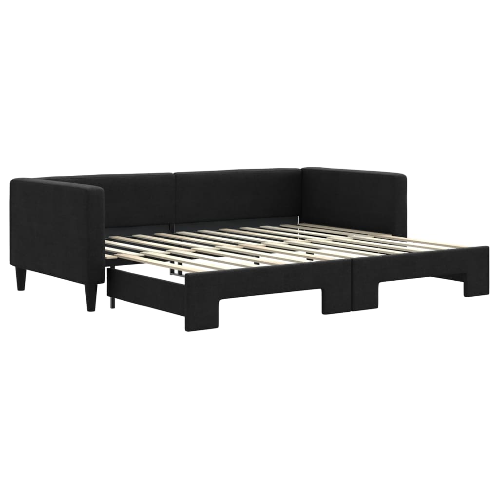 vidaXL Sofa rozsuwana, czarna, 90x200 cm, tkanina