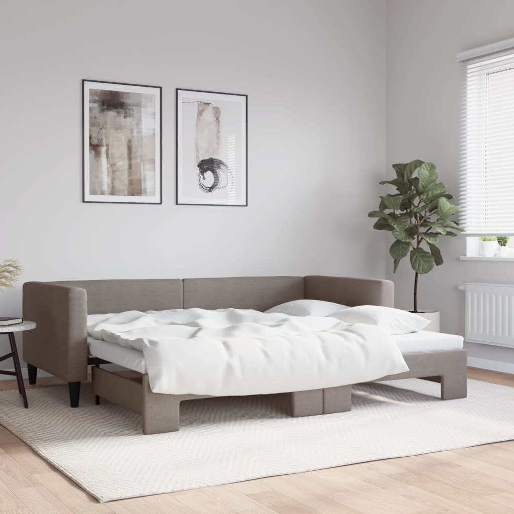 vidaXL Sofa rozsuwana, kolor taupe, 90x200 cm, tkanina
