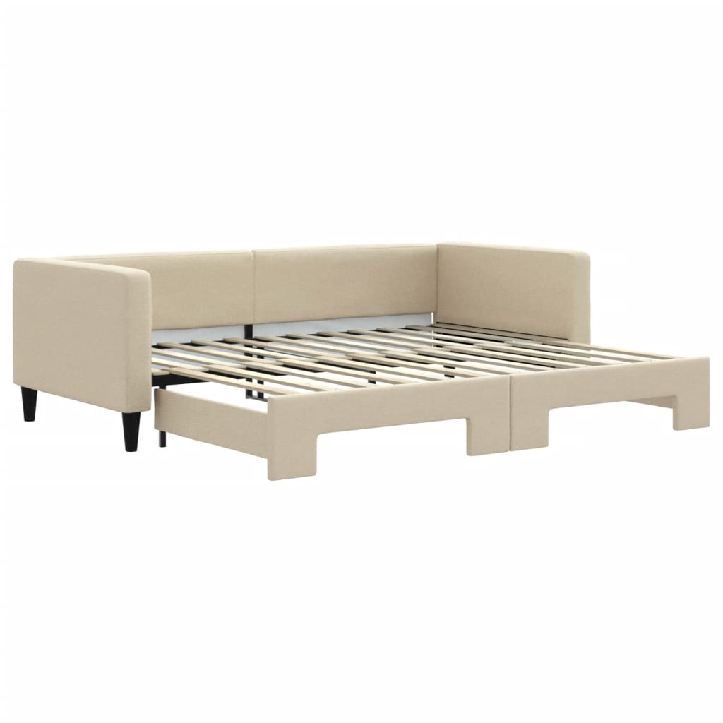 vidaXL Sofa rozsuwana, kremowa, 90x200 cm, tkanina