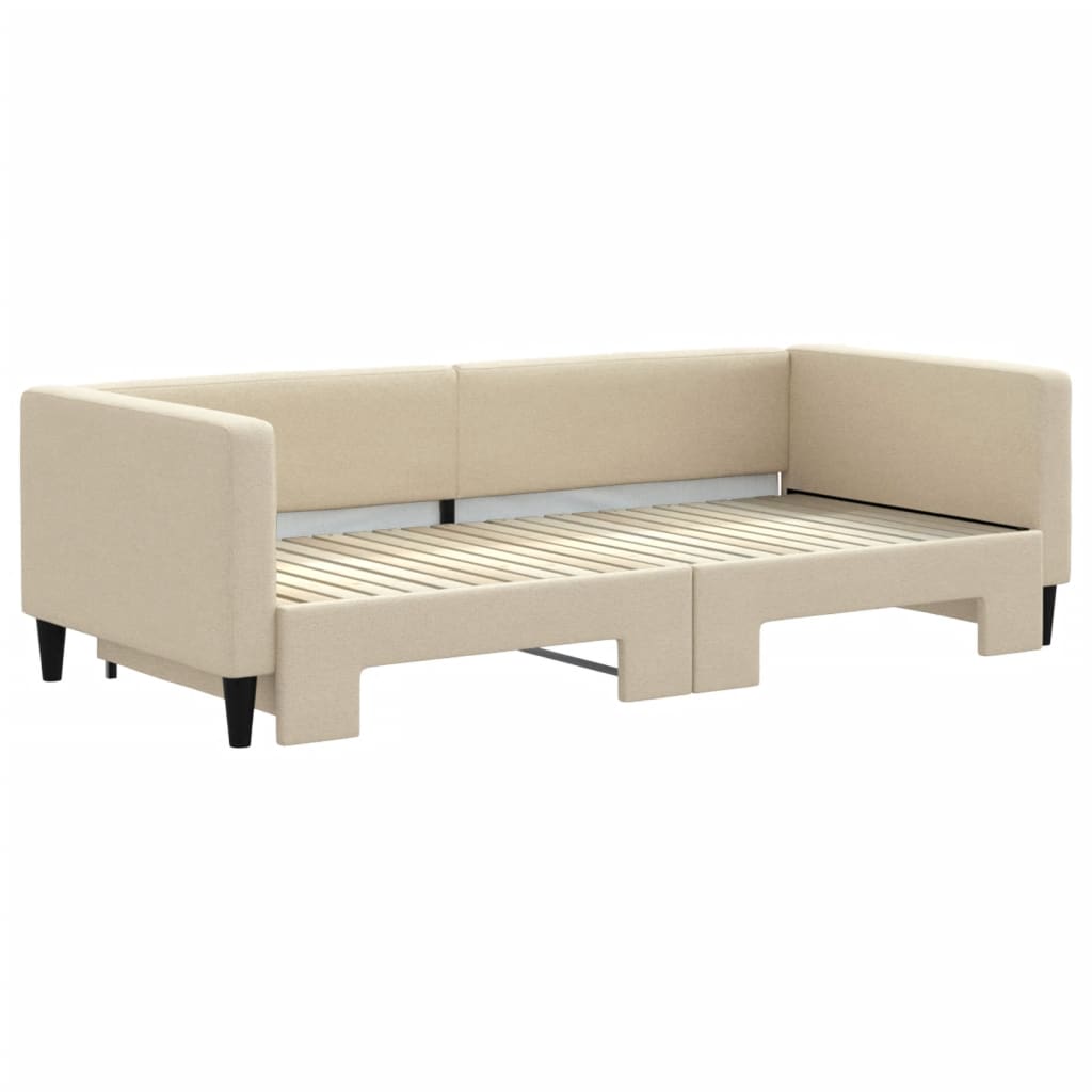 vidaXL Sofa rozsuwana, kremowa, 90x200 cm, tkanina