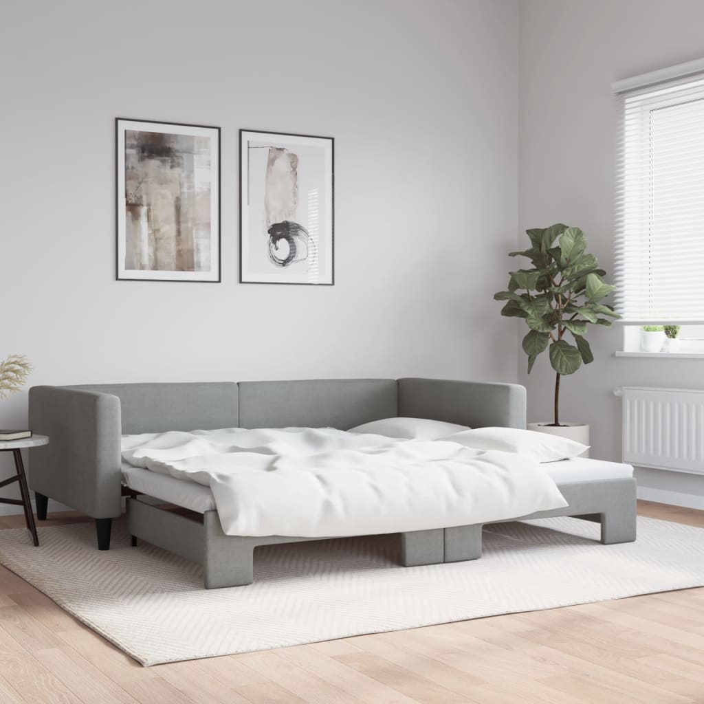 vidaXL Sofa rozsuwana, jasnoszara, 100x200 cm, tkanina
