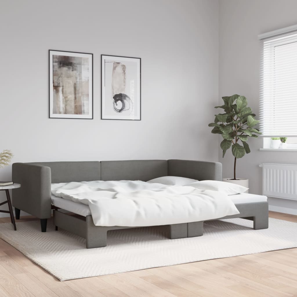 vidaXL Sofa rozsuwana, ciemnoszara, 100x200 cm, tkanina