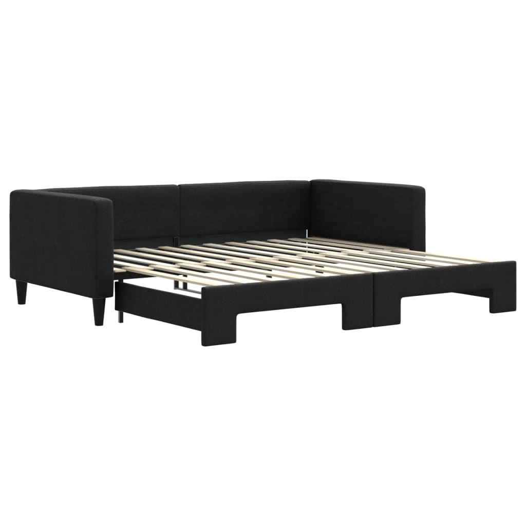 vidaXL Sofa rozsuwana, czarna, 100x200 cm, tkanina