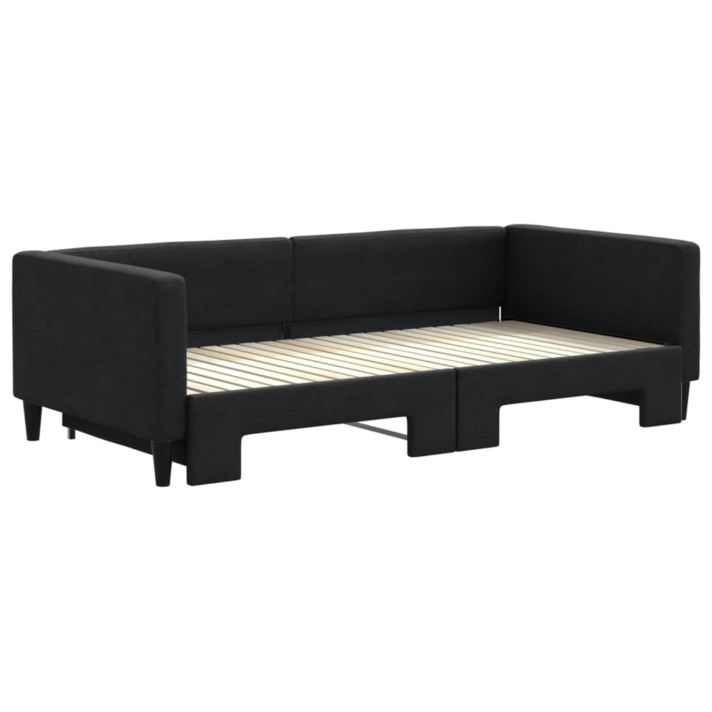 vidaXL Sofa rozsuwana, czarna, 100x200 cm, tkanina