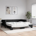 vidaXL Sofa rozsuwana, czarna, 100x200 cm, tkanina