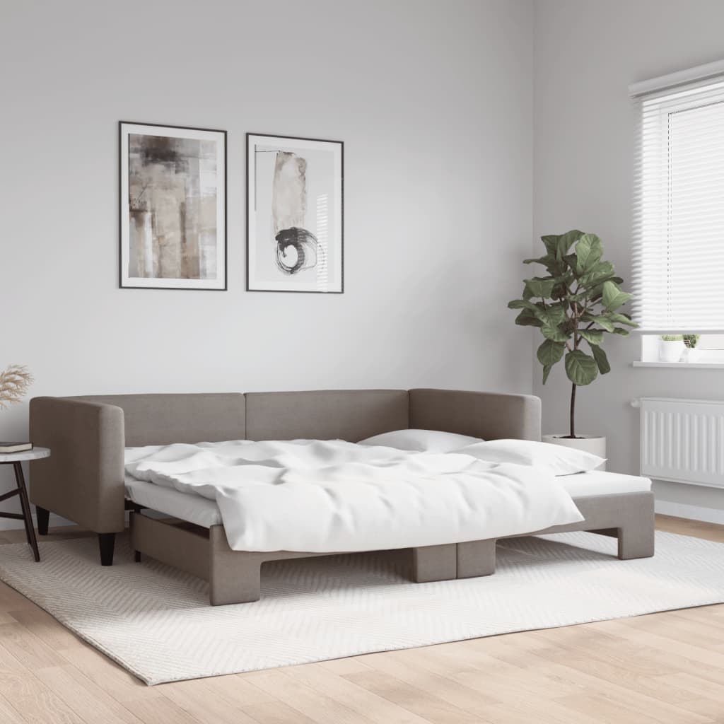 vidaXL Sofa rozsuwana, kolor taupe, 100x200 cm, tkanina