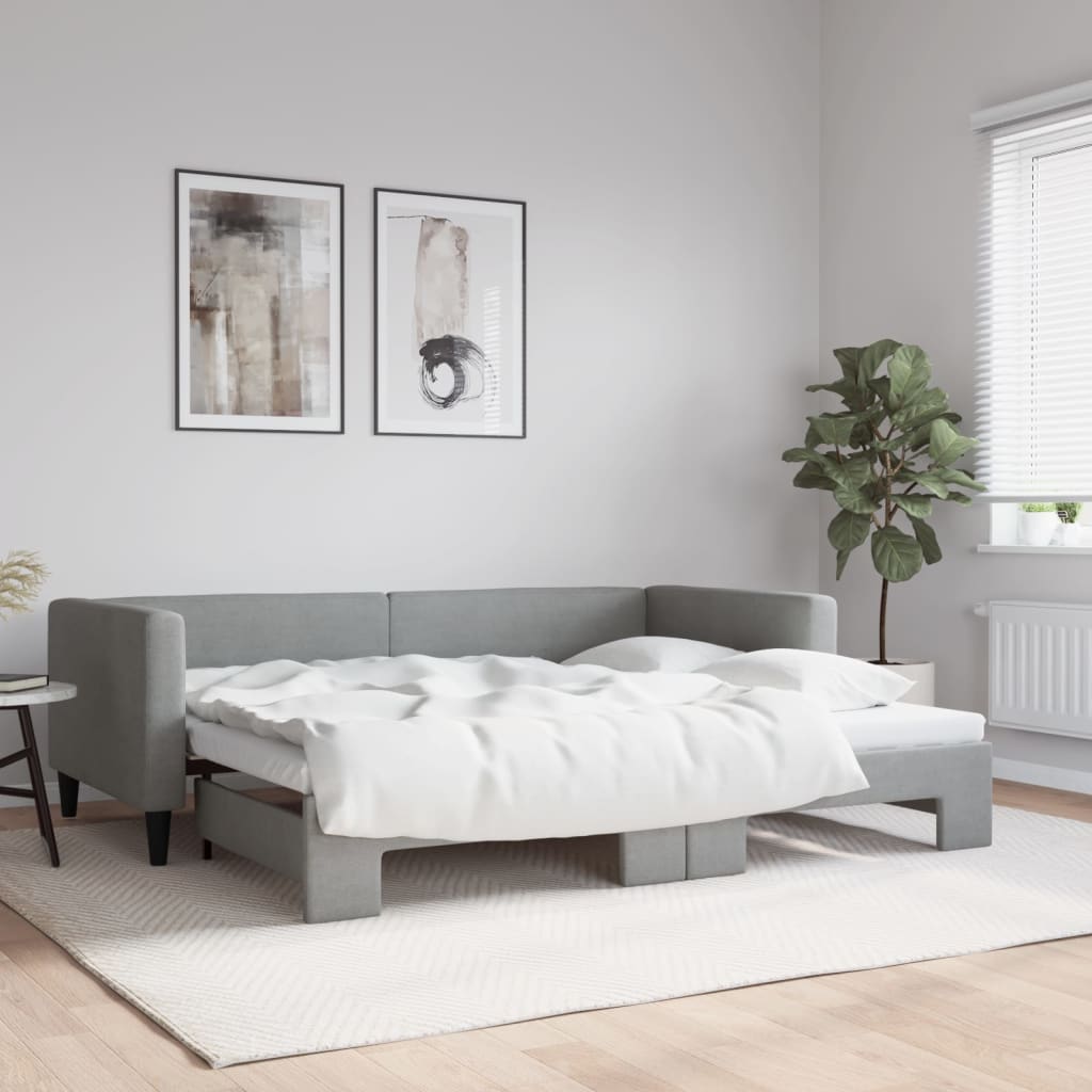 vidaXL Sofa rozsuwana, jasnoszara, 90x190 cm, tkanina