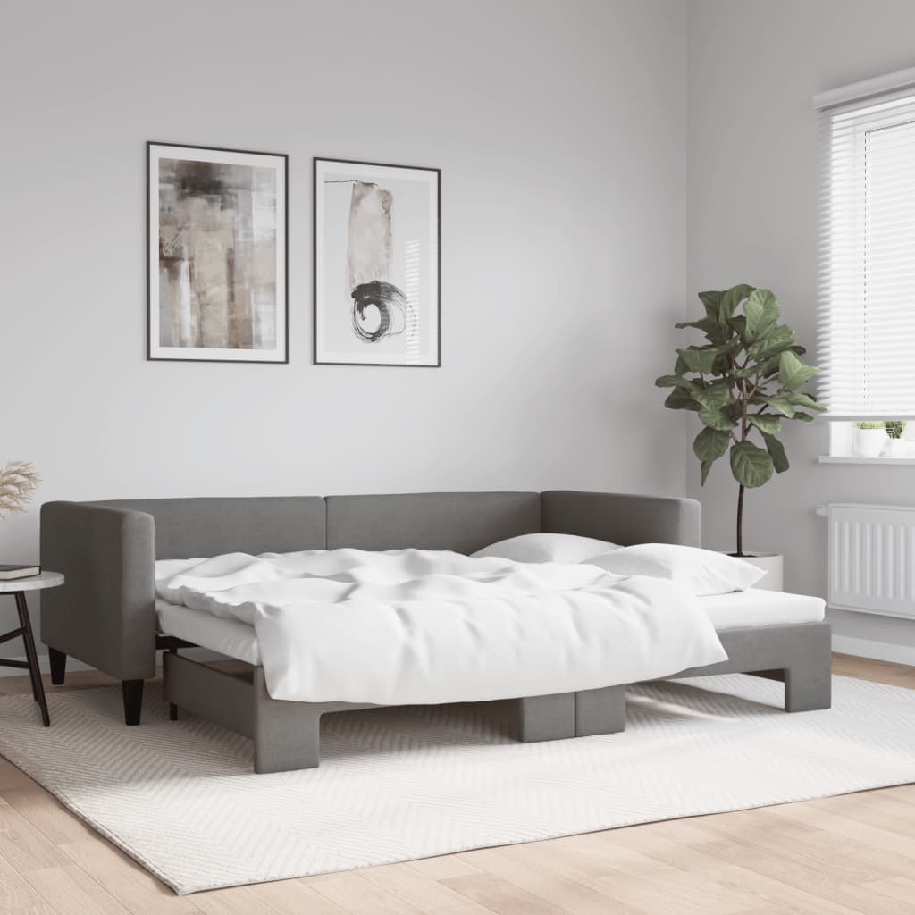 vidaXL Sofa rozsuwana, ciemnoszara, 90x190 cm, tkanina