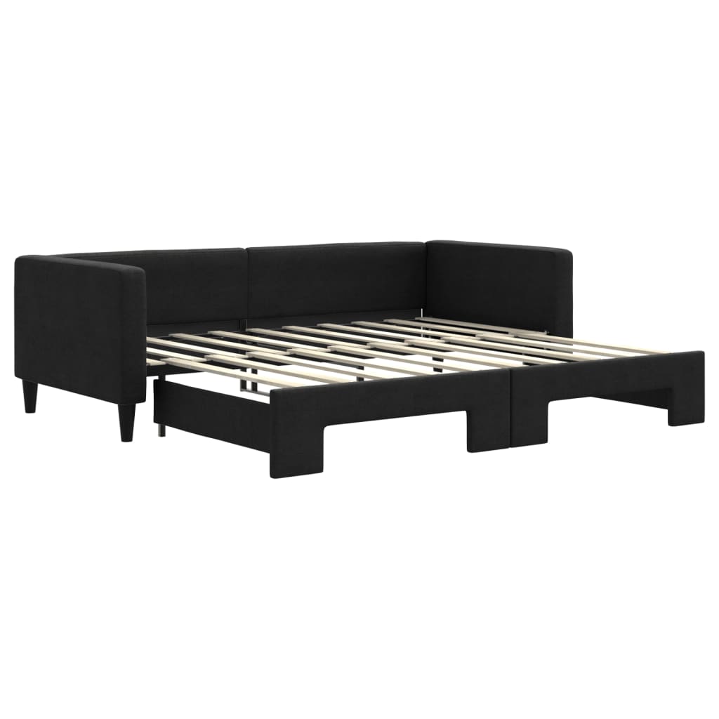 vidaXL Sofa rozsuwana, czarna, 90x190 cm, tkanina