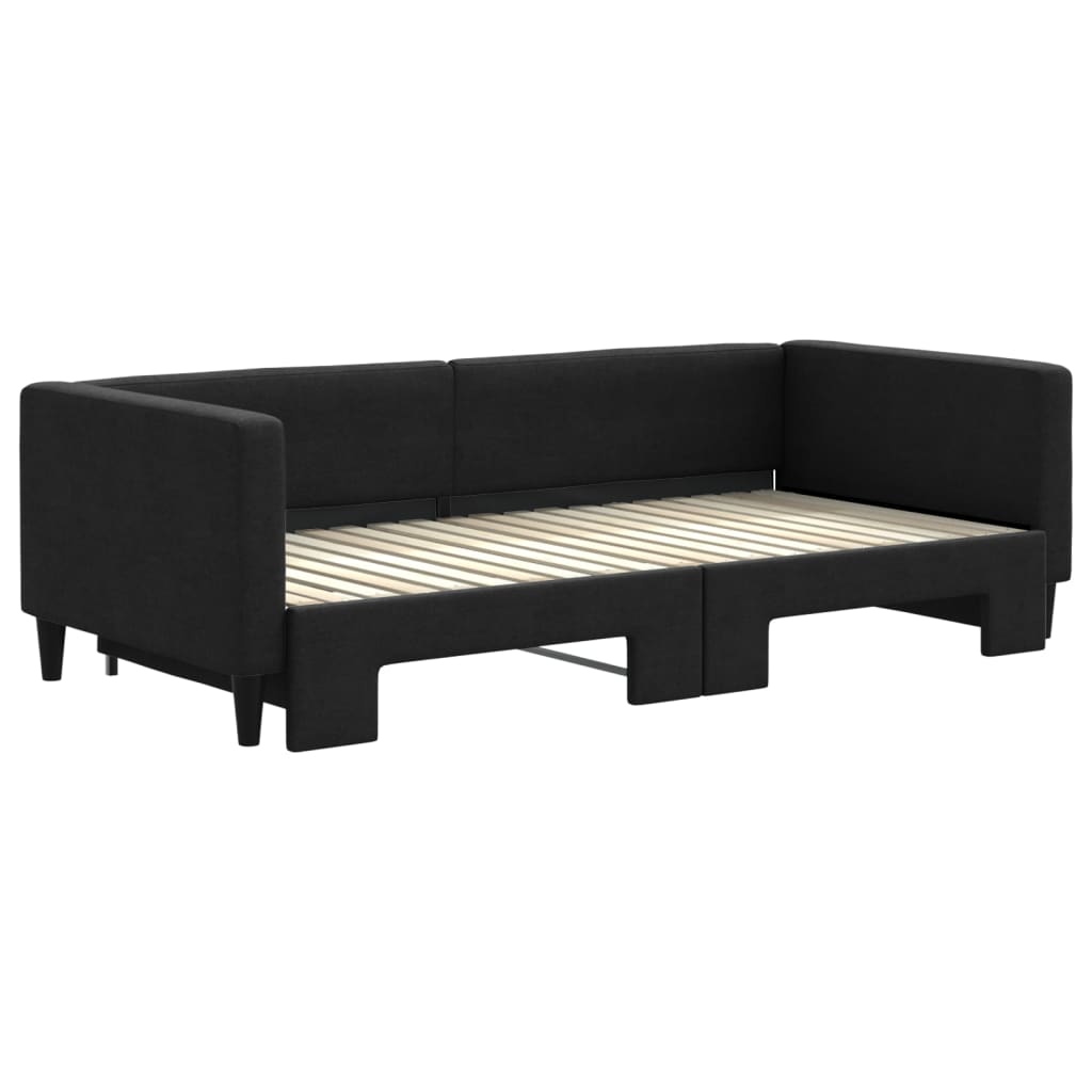 vidaXL Sofa rozsuwana, czarna, 90x190 cm, tkanina