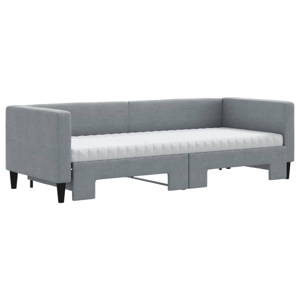 vidaXL Sofa rozsuwana z materacami, jasnoszara, 80x200 cm, tkanina