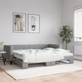 vidaXL Sofa rozsuwana z materacami, jasnoszara, 80x200 cm, tkanina