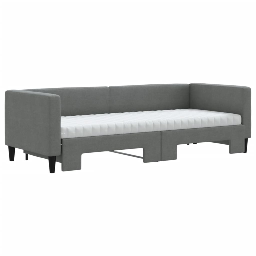 vidaXL Sofa rozsuwana z materacami, ciemnoszara, 80x200 cm, tkanina