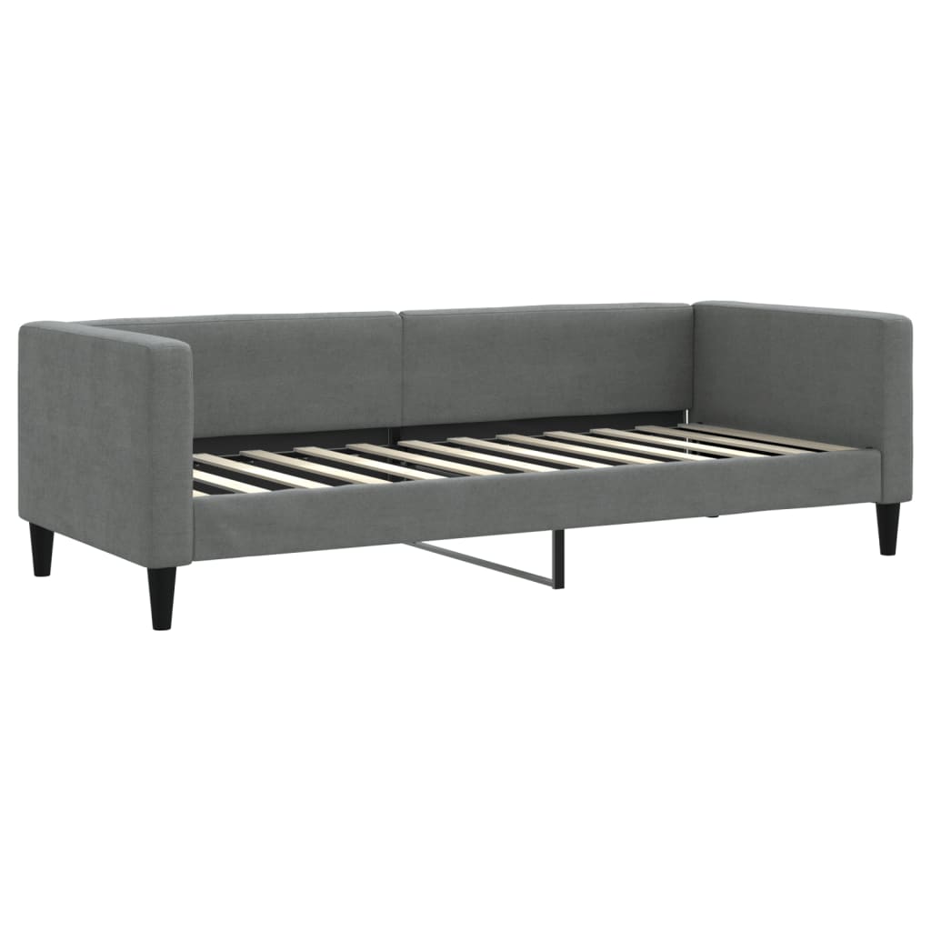 vidaXL Sofa rozsuwana z materacami, ciemnoszara, 80x200 cm, tkanina