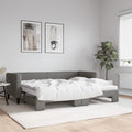 vidaXL Sofa rozsuwana z materacami, ciemnoszara, 80x200 cm, tkanina
